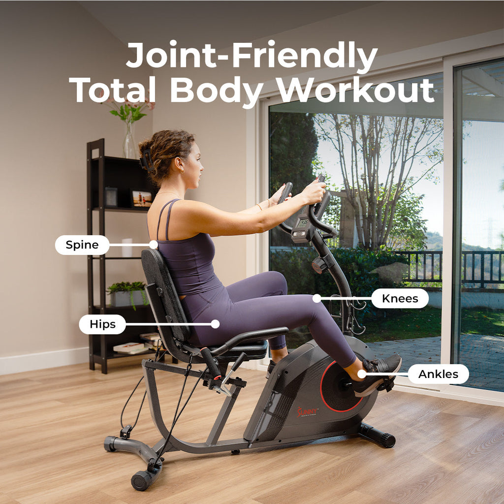 16-Level Smart Magnetic Resistance Recumbent Bike with Workout Bands