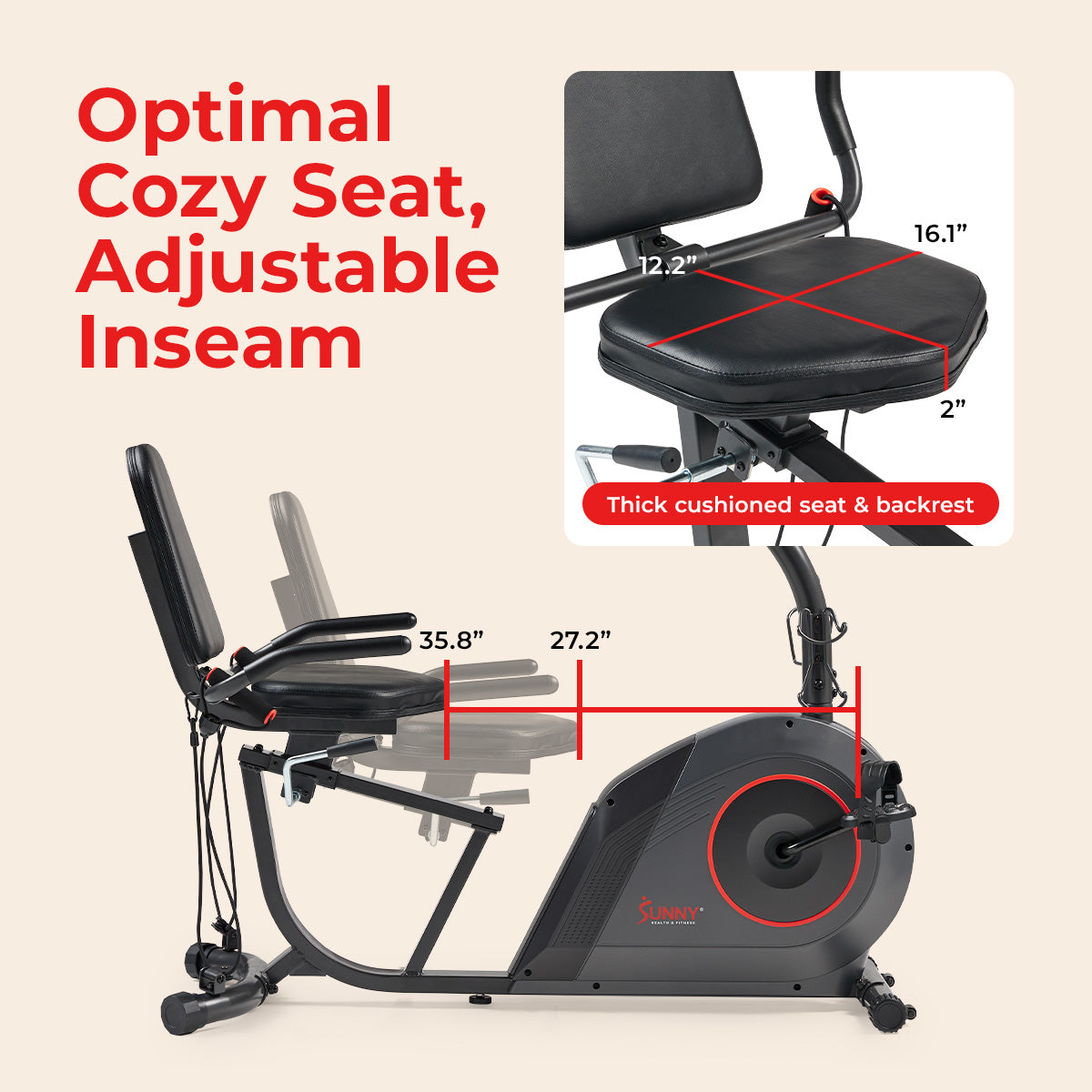16-Level Smart Magnetic Resistance Recumbent Bike with Workout Bands