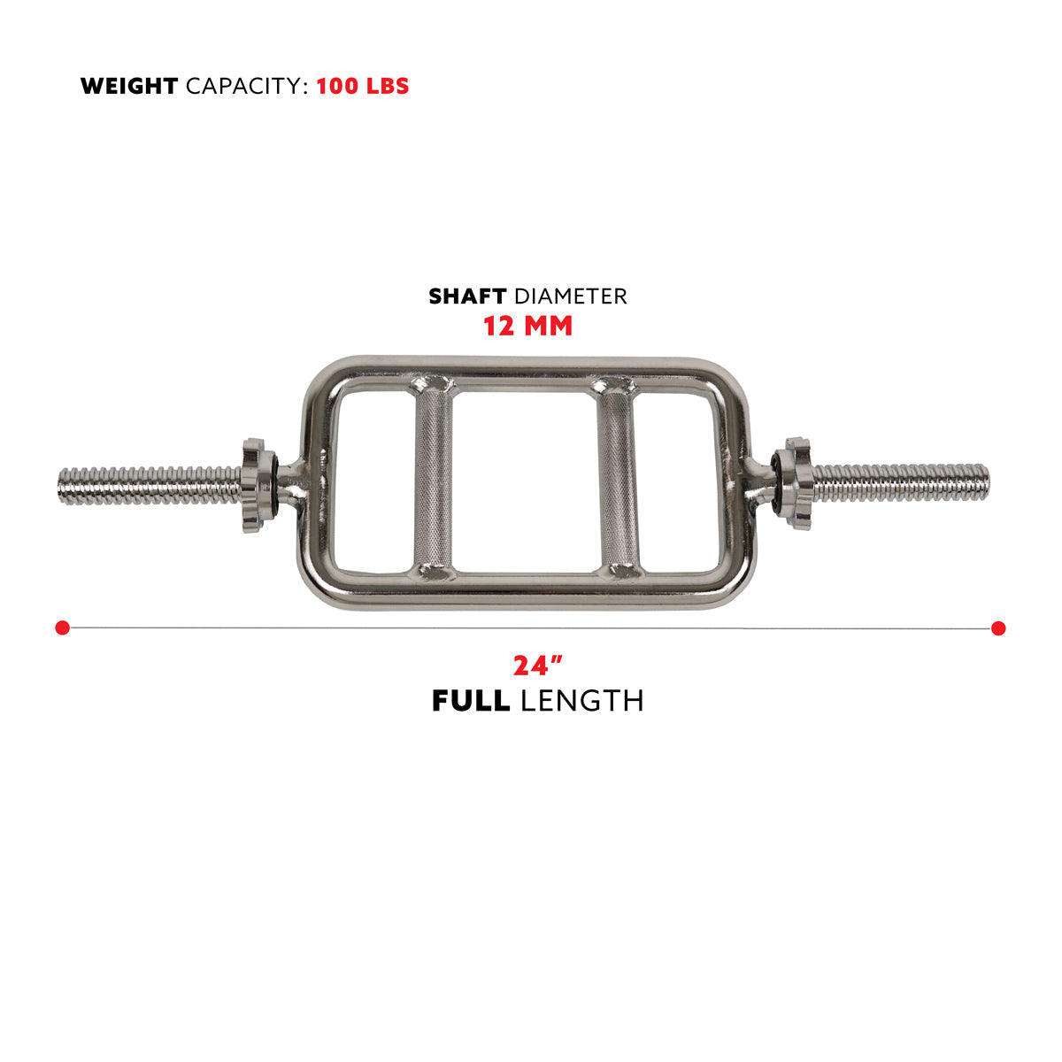 24'' Triceps Bar Weight Solid Chrome w/ Star Lock Collars